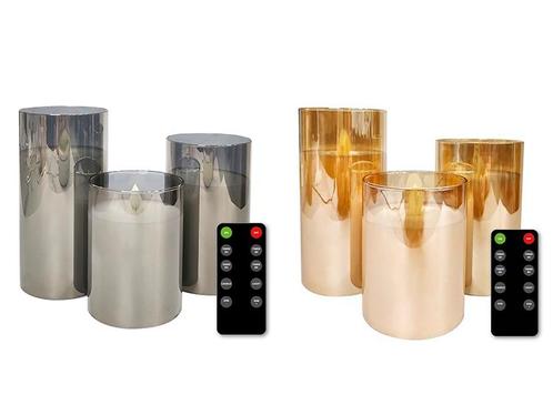 FlinQ LED Kaarsen met Bewegende Vlam in Smoked Glass - Goud, Huis en Inrichting, Woonaccessoires | Kandelaars en Kaarsen, Nieuw