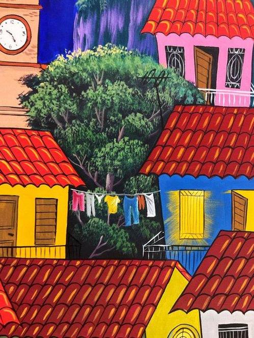 Renier (XX-XXI) - Mañana de barrio bajo el cielo eterno, Antiek en Kunst, Kunst | Designobjecten