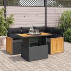 vidaXL 5-delige Loungeset met kussens poly rattan acacia, Verzenden, Nieuw, Rotan, Loungeset