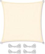 Groot vierkant schaduwdoek 5x5m - UV-bescherming - Beige..., Tuin en Terras, Schaduwdoeken, Ophalen of Verzenden, Nieuw