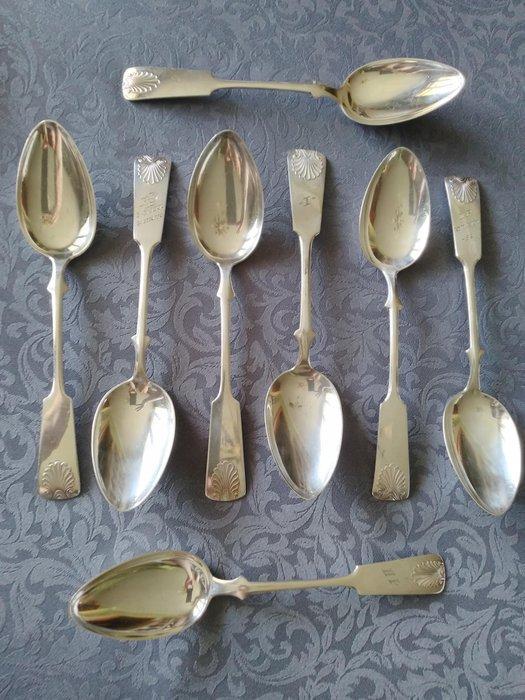 Hopeatendas OY.MN - Lepel (8) - Schelp - Verzilverd - Set, Antiek en Kunst, Antiek | Meubels | Tafels