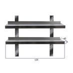 HCB Dubbel wandschap - 120 x 40 cm - RVS, Verzenden, Nieuw in verpakking, RVS Meubilair