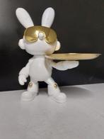 Beeld, white rabbit with gold tray - 33 cm - hoogwaardig