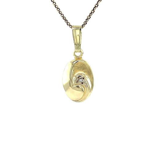 Gouden hanger met diamant 14 karaat, Sieraden, Tassen en Uiterlijk, Kettinghangers, Wit, Zo goed als nieuw, Goud, Verzenden