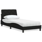 vidaXL Bed met matras stof zwart 90x200 cm, Huis en Inrichting, Slaapkamer | Bedden, 90 cm, Eenpersoons, Verzenden, Zwart