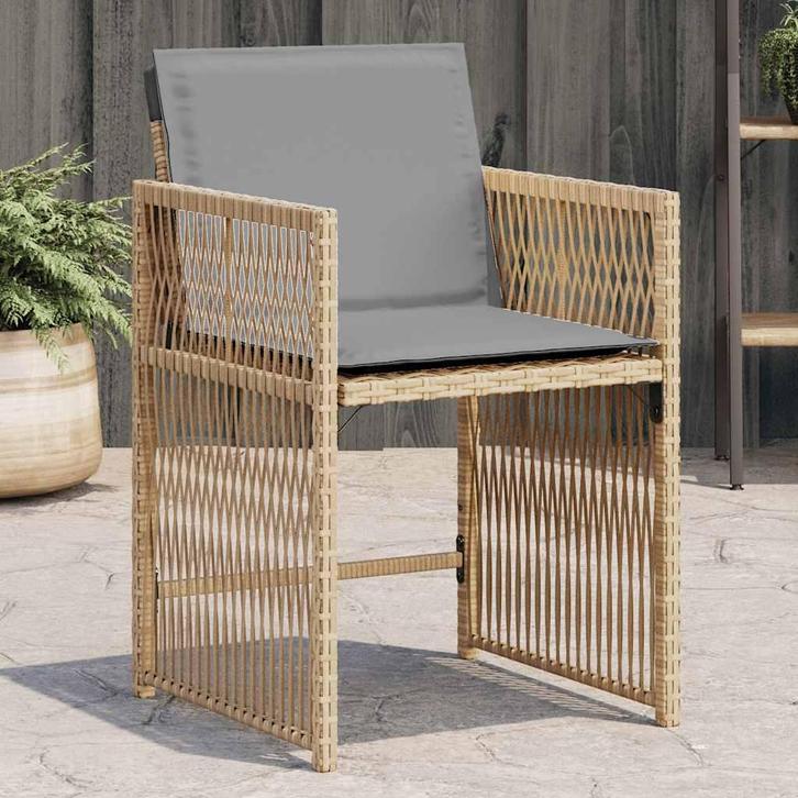 vidaXL Tuinstoelen 4 st met kussens poly rattan gemengd, Tuin en Terras, Tuinstoelen, Nieuw, Rotan, Verzenden