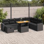 vidaXL 9-delige Loungeset met kussens poly rattan acacia, Verzenden, Nieuw, Rotan, Loungeset