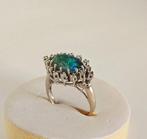 Cocktailring - 18 karaat Witgoud - Diamant - Zwarte opaal