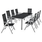 Aluminium tuinset - Milano - 9-delig - Zilver / Grijs, Tuin en Terras, Tuinsets en Loungesets, Verzenden, Nieuw
