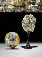 Geen minimumprijs - Prachtig paar blauwe opaal en pyriet.