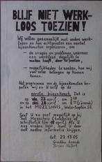 Poster over bijeenkomst over de belangen van werklozen, Verzamelen, Posters, Verzenden, Nieuw, Overige onderwerpen, Met lijst