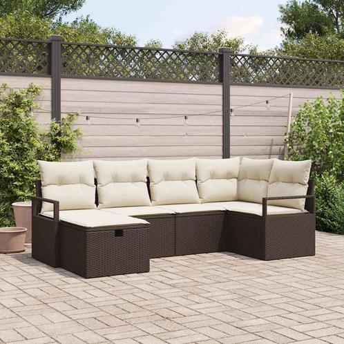 vidaXL Tuin Sofa Set 6 pcs Bruin en crème 232 x 122 x 85 cm, Tuin en Terras, Tuinsets en Loungesets, Nieuw, Rotan, Verzenden