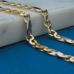 Bicolor gouden fantasie schakel ketting | 51,5 cm (geelgoud), Sieraden, Tassen en Uiterlijk, Kettingen, Ophalen of Verzenden, Gebruikt