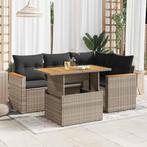 vidaXL 5-delige Loungeset met kussens poly rattan acacia, Tuin en Terras, Tuinsets en Loungesets, Verzenden, Nieuw, Rotan, Loungeset