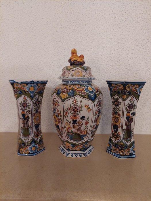 Makkum Tichelaar - Vaas - Keramiek - 3-delig kaststel, Antiek en Kunst, Antiek | Glas en Kristal