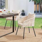 Touwstoelen - Set van 2 - Incl. Zit- en Rugkussens - Beige, Tuin en Terras, Tuinstoelen, Verzenden, Nieuw