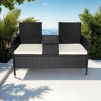 Wicker tuinbank met tafel - zwart/beige, Verzenden, Nieuw