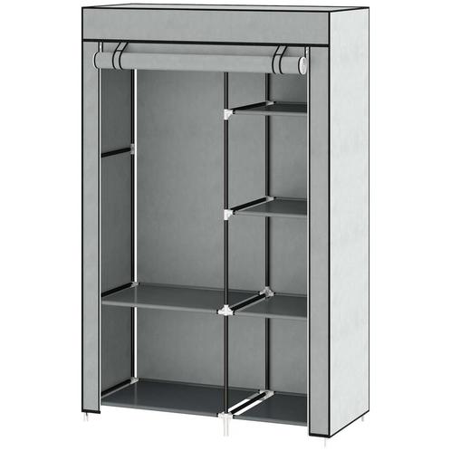 TRUUSK Kledingkast Stoffenkast, 6 Vakken, Grijs, 103x43x162,, Huis en Inrichting, Kasten | Kledingkasten, Nieuw, Verzenden