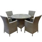 Capri Riccione dining tuinset 110 cm rond 5-delig grijs, Tuin en Terras, Tuinsets en Loungesets, Ophalen of Verzenden, Nieuw, Wicker