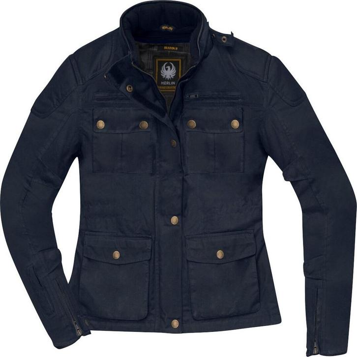 Merlin Buxton II Dames Marine Blauw Wax Motorjas, Motoren, Kleding | Motorkleding, Dames, Nieuw met kaartje, Jas | textiel, Verzenden