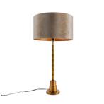Tafellamp brons met velours kap groen 35cm - Pisos, Huis en Inrichting, Lampen | Tafellampen, Nieuw, Klassiek / Antiek, 50 tot 75 cm