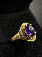 Ring - 18 karaat Geel goud Amethist - Diamant, Sieraden, Tassen en Uiterlijk, Ringen, Nieuw