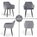 Lina® Noble - Velvet Eetkamerstoel - Set van 2 - Licht Grijs, Twee, Overige kleuren, Stof, Nieuw