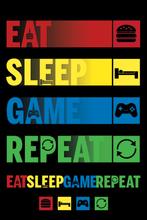 Poster Eat Sleep Game Repeat 61x91,5cm, Verzenden, Nieuw, A1 t/m A3