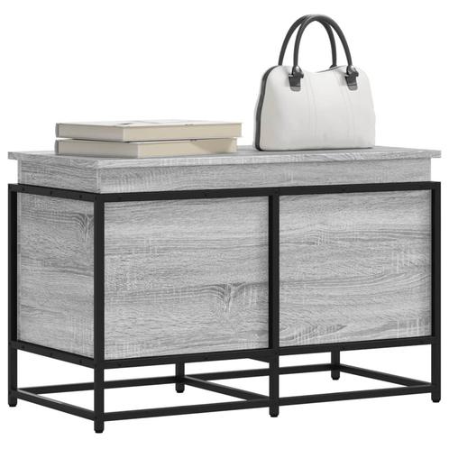 vidaXL Opbergbox met deksel 80x40x51,5 cm bewerkt hout grijs, Huis en Inrichting, Woonaccessoires | Kisten, Nieuw, Verzenden