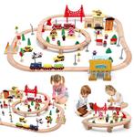 Houten Treinbaan Montessori Set 72-Delig voor Kinderen, Kinderen en Baby's, Verzenden, Nieuw