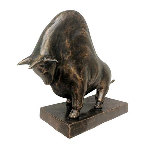 Beeld, Bizon op blok in brons - 18 cm - Brons, Antiek en Kunst, Kunst | Designobjecten