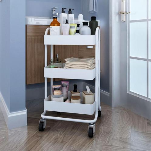 [en.casa] Keukentrolley Pyhäntä met 3 manden 78,5x46x35 cm w, Huis en Inrichting, Keuken | Keukenbenodigdheden, Nieuw, Verzenden