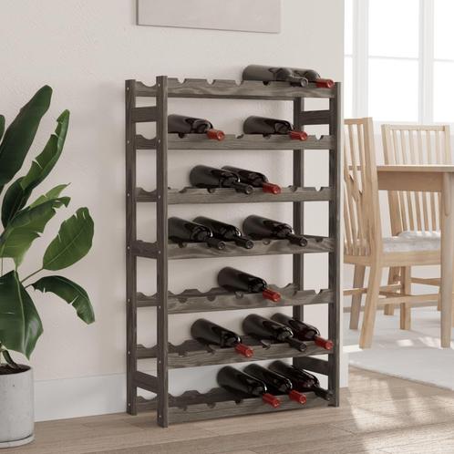 vidaXL Wijnrek voor 42 flessen massief grenenhout grijs, Huis en Inrichting, Woonaccessoires | Wijnrekken, Nieuw, Verzenden