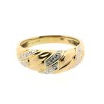 Gouden ring met diamant | 0,01 ct. (gouden sieraden), 18 tot 19, Gebruikt, Overige kleuren, Ophalen of Verzenden