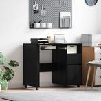 vidaXL Bureau met Wielen Zwart Eiken 91 x 50 x 77 cm Bewerkt, Huis en Inrichting, Bureaus, Verzenden, Nieuw