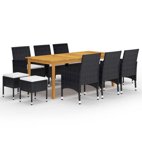 vidaXL 11-delige Tuinset zwart, Tuin en Terras, Tuinsets en Loungesets, Tuinset, Nieuw, Meer dan 8 zitplaatsen, Hardhout, Verzenden