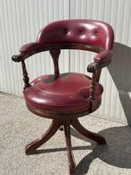 Bureaustoel - Hout, Leder - Draaibare Captain fauteuil