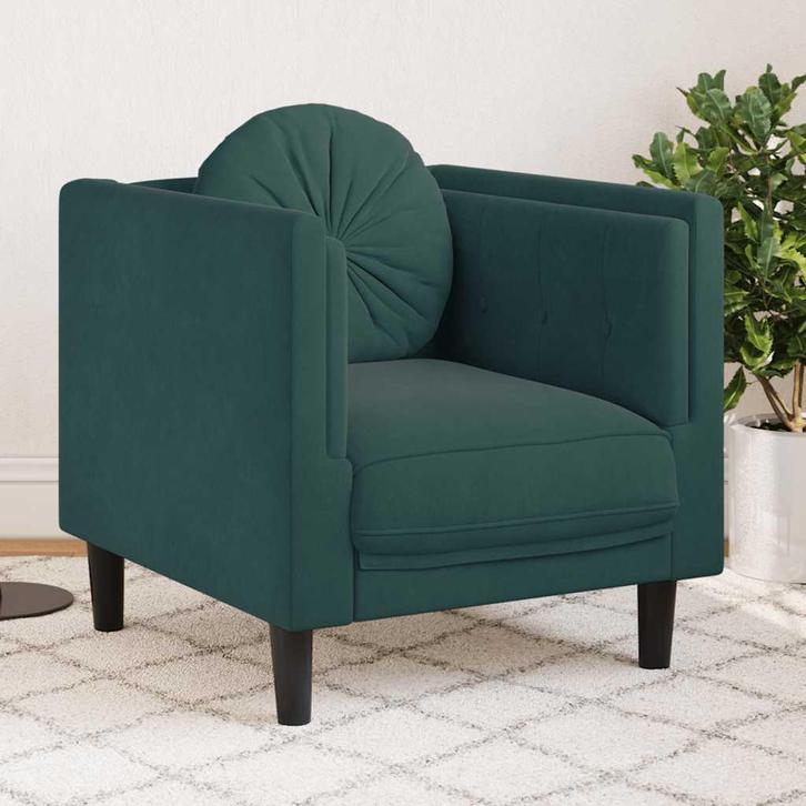 vidaXL Fauteuil met kussen fluweel donkergroen, Huis en Inrichting, Banken | Bankstellen, Nieuw, Stof, Eenpersoons, Verzenden