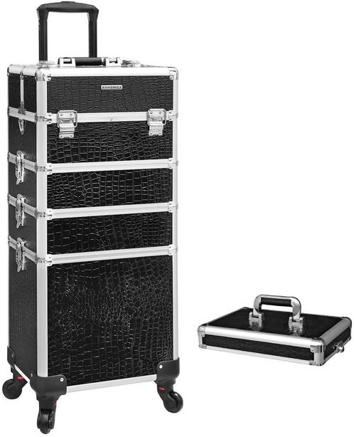 Cosmeticakoffer Aluminiumtrolley Case Croco 7-n-1 Zwart, Sieraden, Tassen en Uiterlijk, Uiterlijk | Cosmetica en Make-up, Grijs