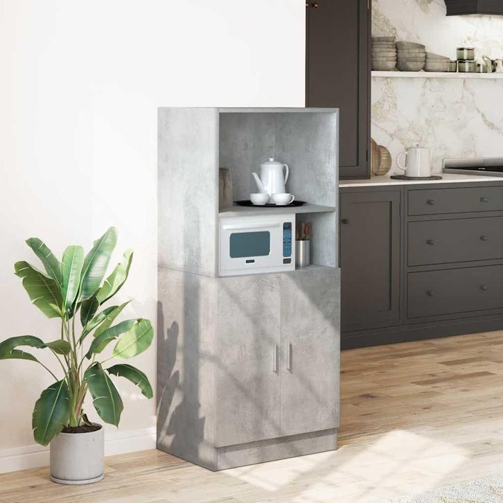 vidaXL Keukenkast 57x41,5x131,5 cm bewerkt hout betongrijs, Huis en Inrichting, Keuken | Keukenelementen, Grijs, Nieuw, Verzenden