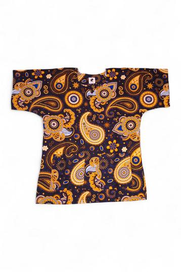 Marineblauw Geel Paisley Dashiki Shirt / Dashiki Jurk - Afri beschikbaar voor biedingen