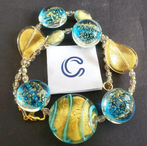24 karaat - Geel goud, Murano - Halsketting, Antiek en Kunst, Antiek | Glas en Kristal