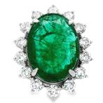 Ring Platina - 12.07ct. tw. Smaragd - Diamant, Nieuw