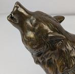 Beeld, Groot beeld wolf - 1,7 kg - 32 cm - Gepatineerd brons, Antiek en Kunst, Curiosa en Brocante