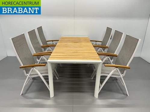 Best Freizeitmöbel Terras set eettafel met 6 klapstoelen Wit, Zakelijke goederen, Horeca | Meubilair en Inrichting, Nieuw in verpakking
