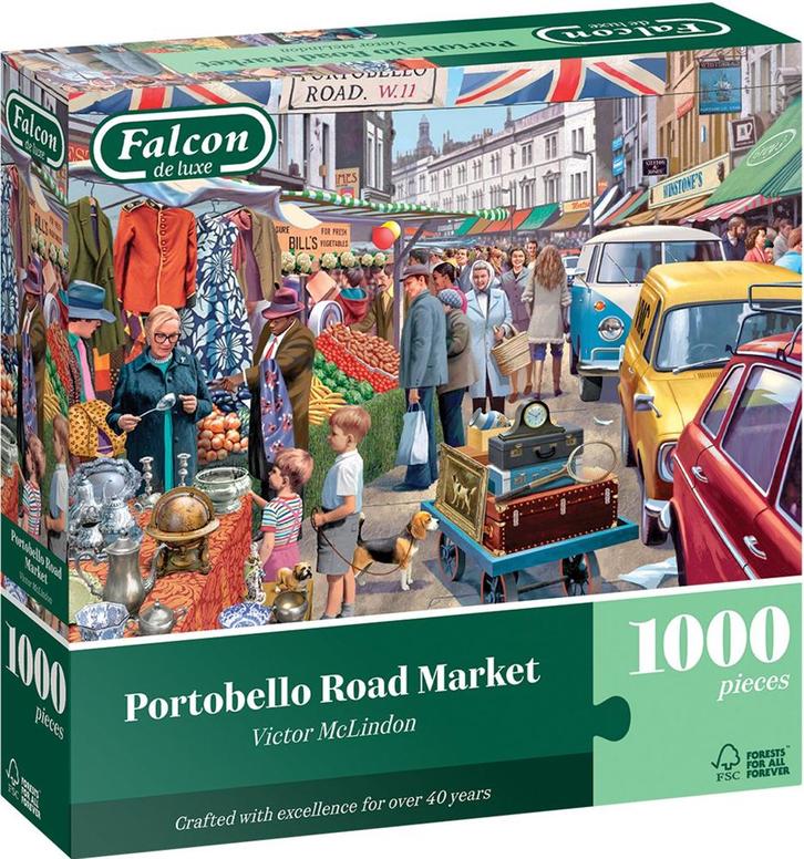 Falcon - Portobello Road Market Puzzel (1000 stukjes) |, Hobby en Vrije tijd, Denksport en Puzzels, Nieuw, Verzenden