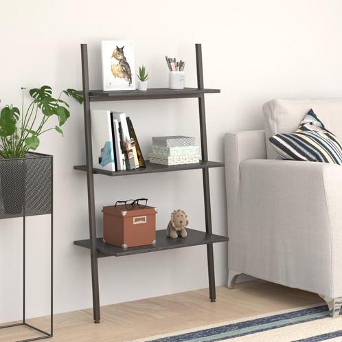 vidaXL Ladderrek met 3 schappen 64x34x116 cm zwart, Huis en Inrichting, Kasten | Boekenkasten, 25 tot 50 cm, Nieuw, Overige houtsoorten