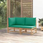 vidaXL 2-delige Loungeset met kussens bamboe groen, Verzenden, Nieuw, Hout, Loungeset