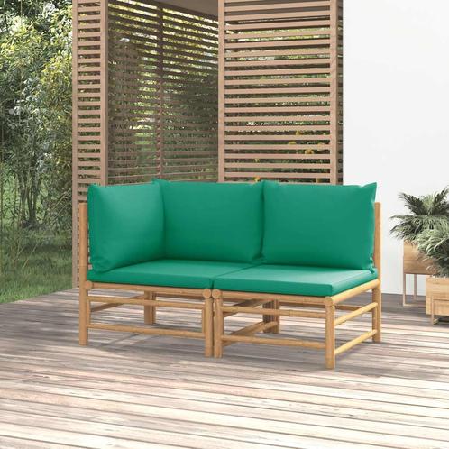 vidaXL 2-delige Loungeset met kussens bamboe groen, Tuin en Terras, Tuinsets en Loungesets, Loungeset, Nieuw, Hout, Verzenden