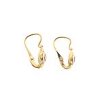 18 Krt. Bicolor gouden oorbellen met zirconia | Vintage, Gebruikt, Overige kleuren, Ophalen of Verzenden, Met edelsteen